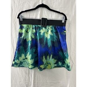 Hot Tempered Womens Casual Abstract Green Floral Mini Skirt Size‎ L Vintage Y2K